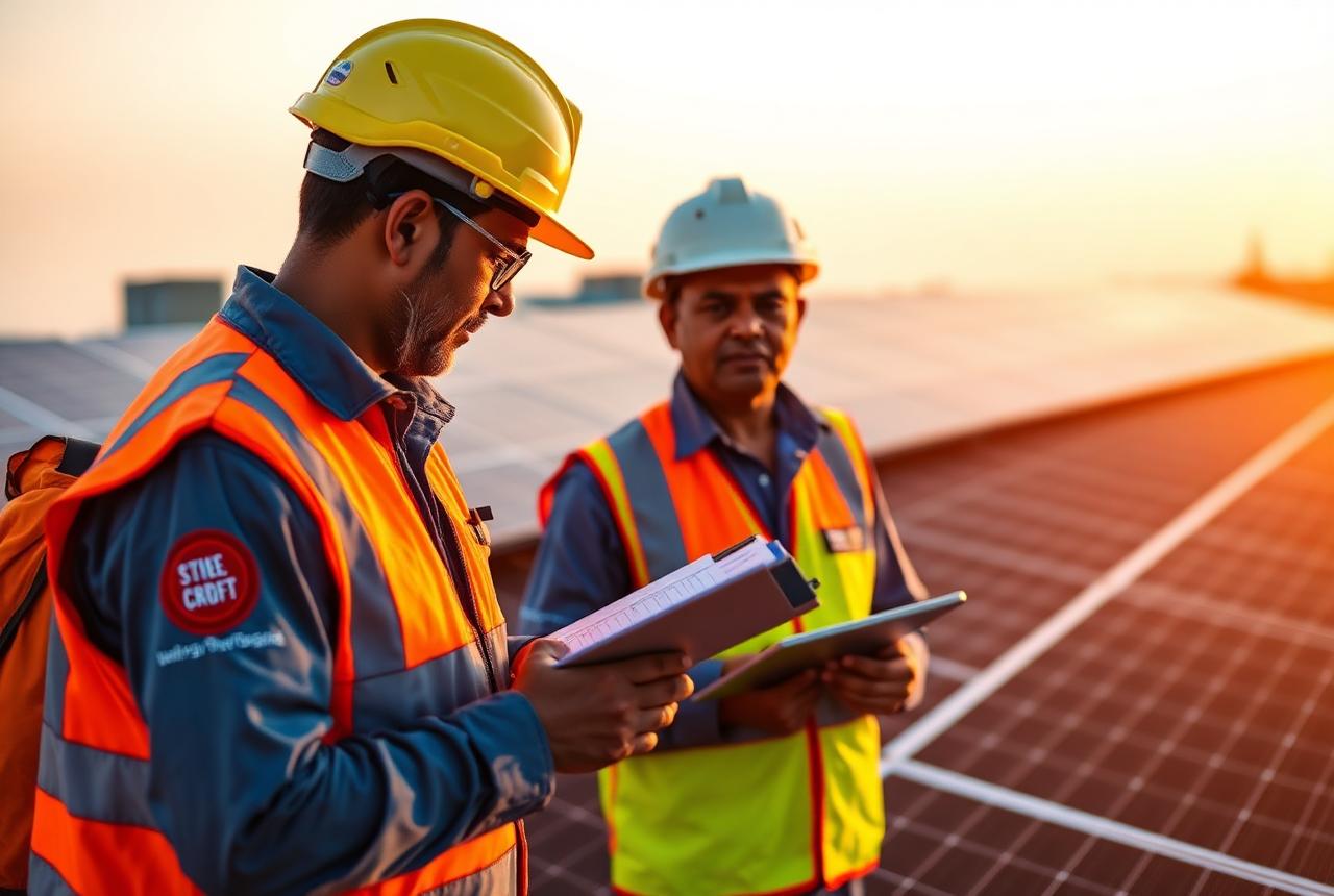 Solar engineers on site